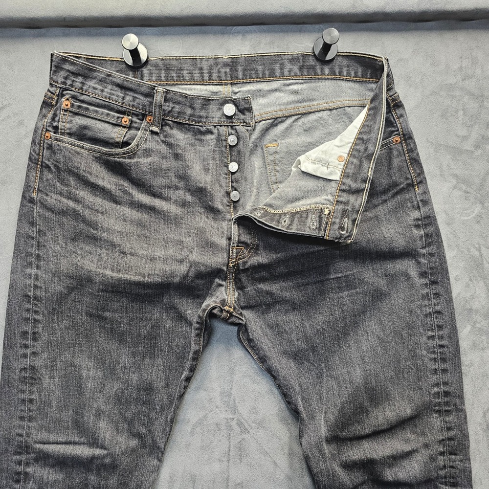 Levis 501 Mens‎ Black Wash Straight Leg Button Fly Denim Jeans W38 L32
